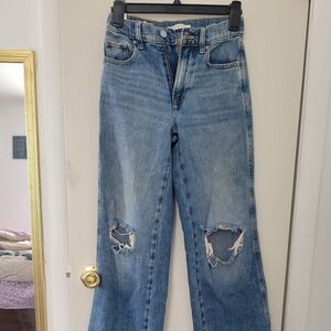 PacSun Medium Blue Ripped Wide Leg Jeans